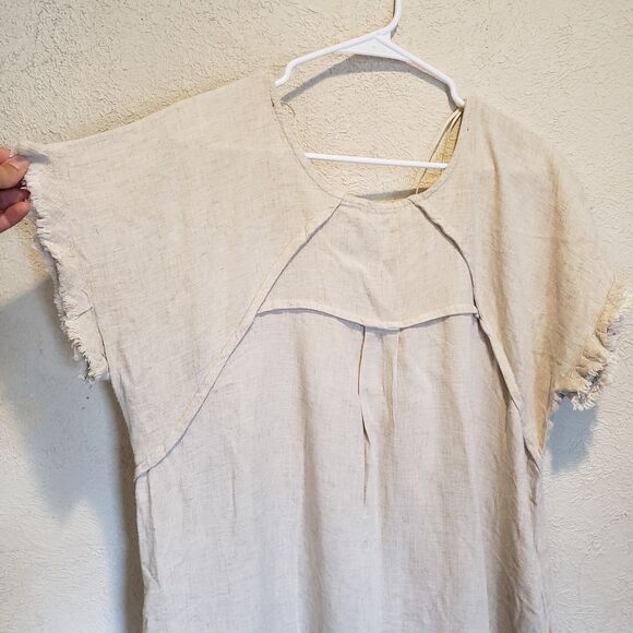 Umgee L High Low Dress Women’s Sz L Gauzy Raw Hem Midi High Low Shift Pockets - Picture 7 of 9